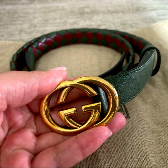 New Gucci women’s braided belt. Red, green and gold hardware. gucci belt red green products for sale | eBay main image 2